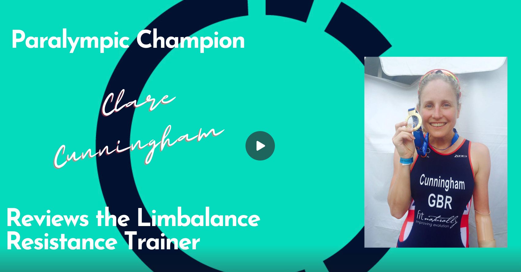 Load video: Clare Cunningham is a Paralympic champion with a string of gold and silver medals to her name. Clare was born with one hand and keeping fit and healthy is in her DNA. She is an avid cyclist and runner and is always looking for new approaches to improve her workout routine.  Today, she shares her review of the Limbalance Resistance Trainer, which allows people with an upper limb difference or grip issue to work out their upper body and core, and address muscle imbalance across the body.
